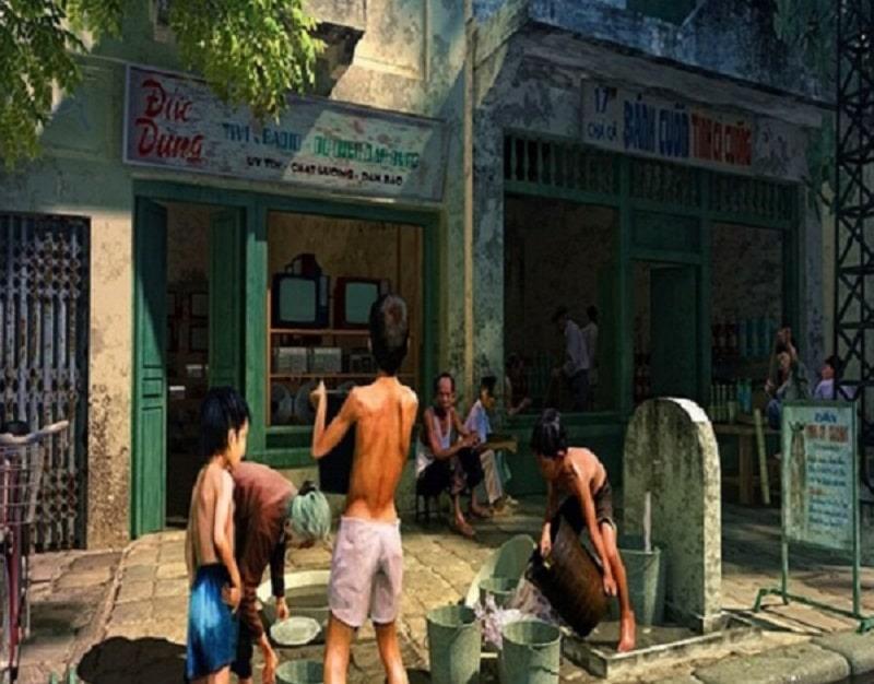Với kinh tế nghèo nàn, máy nước công cộng là hình ảnh thường thấy trên các con phố ở Hà Nội. 