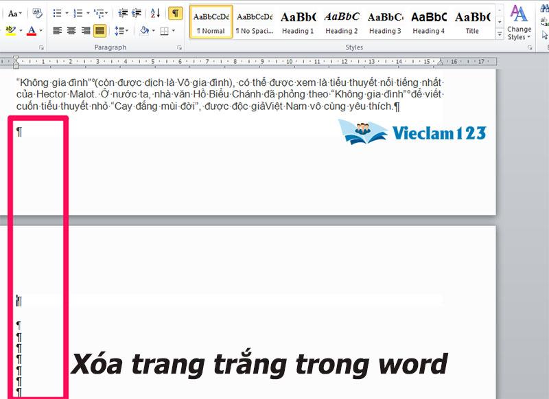 Xóa trang trắng trong word 