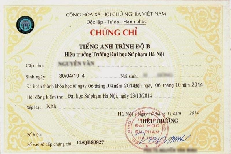 Chứng chỉ tiếng Anh quốc gia