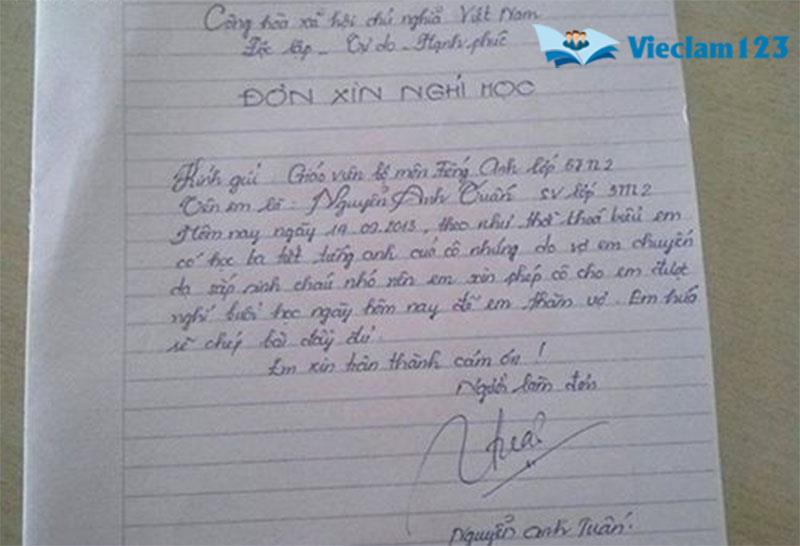 Đơn xin nghỉ học