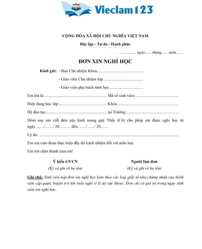 Đơn xin nghỉ học