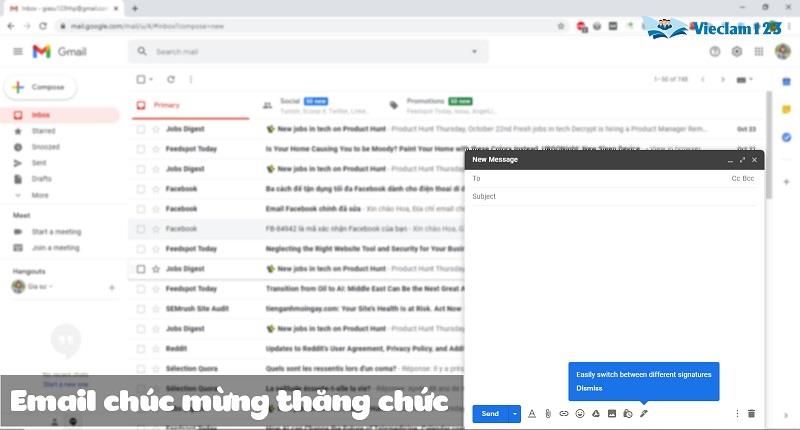 Các email mẫu để chúc mừng thăng chức