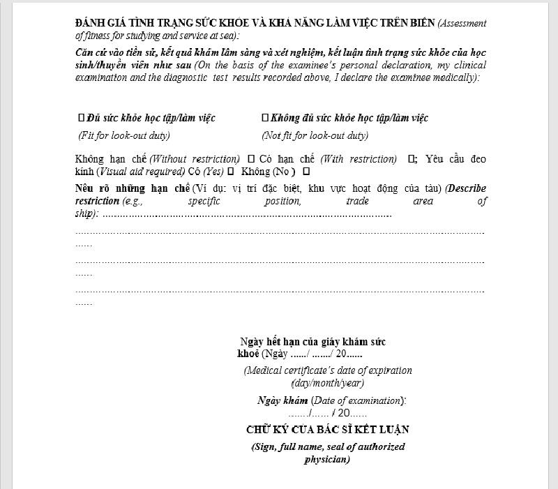 Phần kết luận của bác sĩ