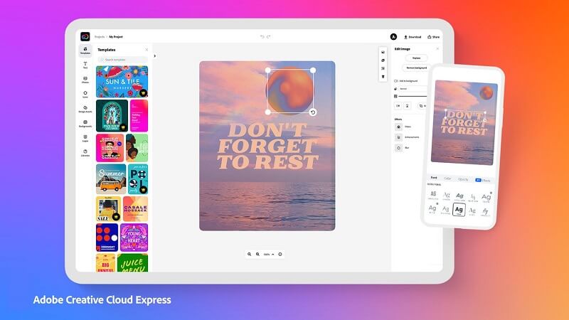 Adobe Creative Cloud Express cung cấp miễn phí rất nhiều tài nguyên