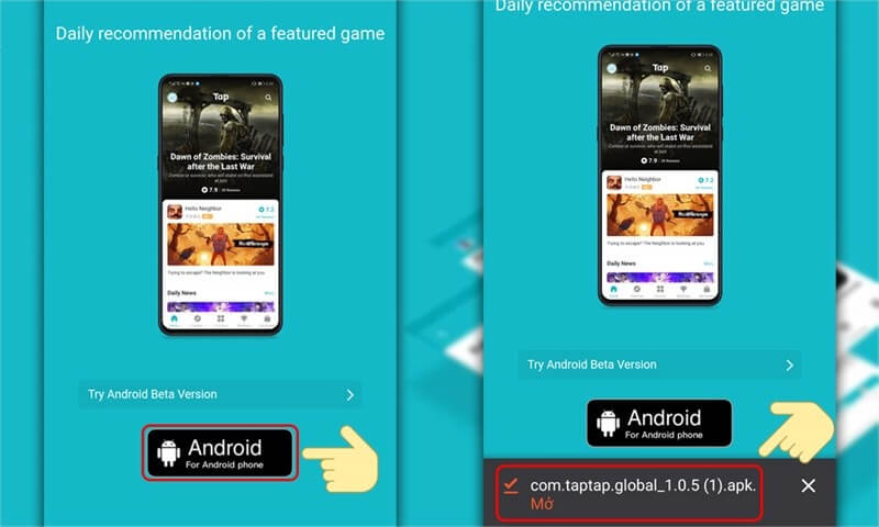 Cách tải Taptap về máy điện thoại Android