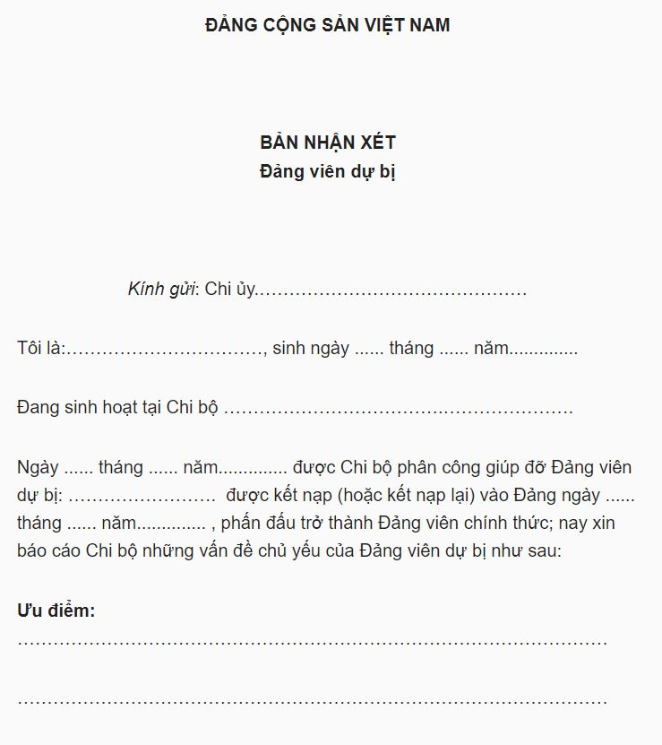 Các thông tin trong phần mở đầu