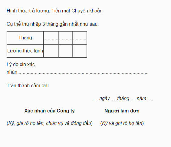 Lời kết cùng với chữ ký của công ty và người khai