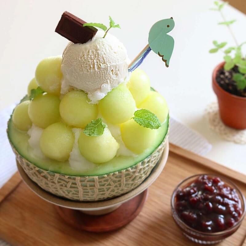 Bingsu dưa lưới có vị ngọt thanh mát