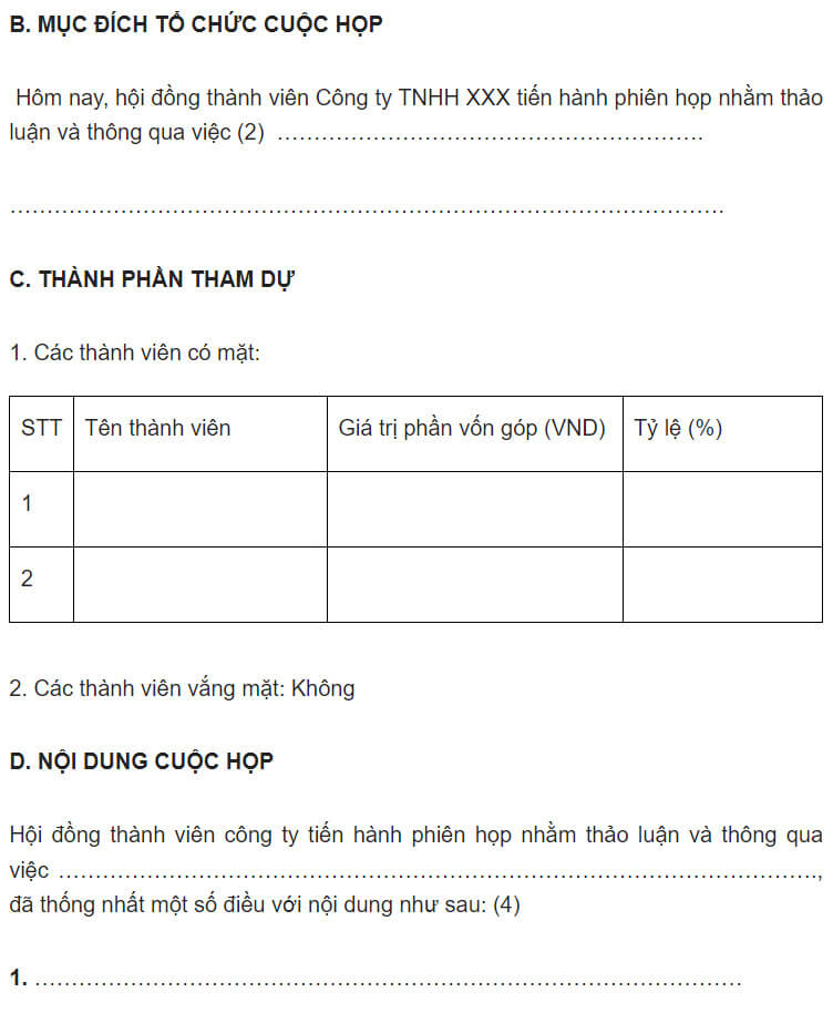 Các nội dung chính cần được đưa ra