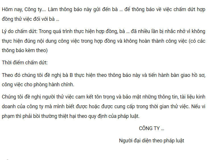 Đưa ra lời cam kết và ký tên trong thông báo