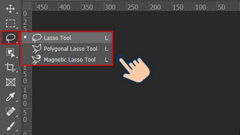 Xóa chữ bằng công cụ Lasso Tool