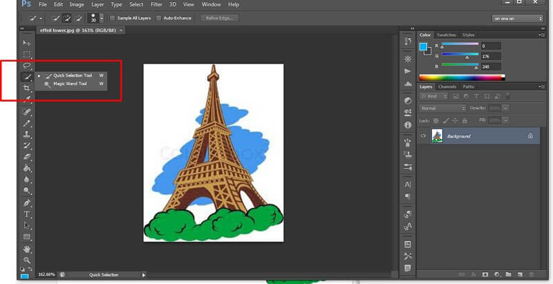 Xóa chữ bằng tính năng Magic Wand Tool
