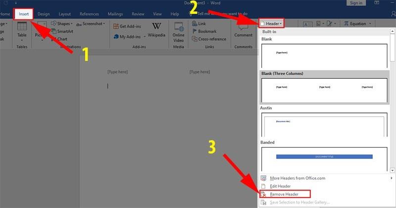 Xóa Header và Footer khi không sử dụng
