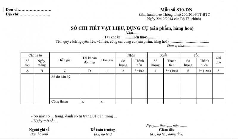 Các sổ kế toán chi tiết phổ biến nhất hiện nay