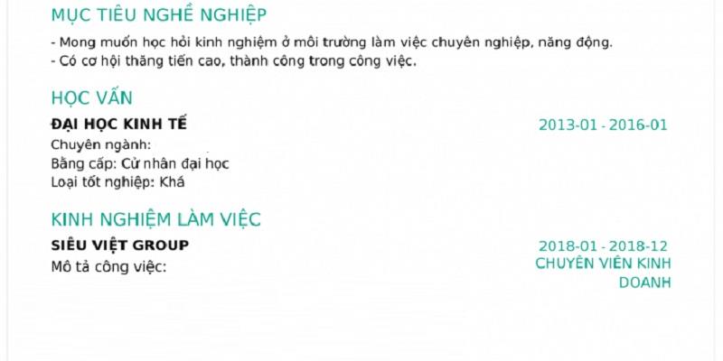 Hãy ghi rõ ràng những thông tin về bạn