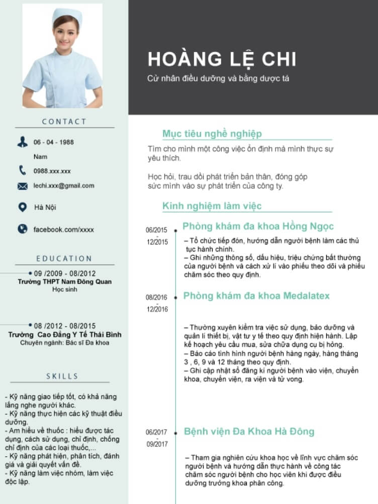 CV xin việc cho điều dưỡng