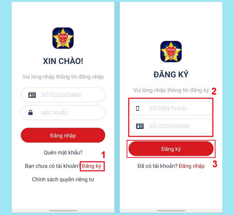 Đăng ký tài khoản trên ứng dung VNeID