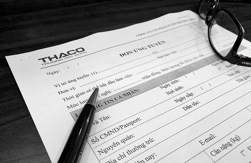 Hướng dẫn điền đơn ứng tuyển theo mẫu của THACO