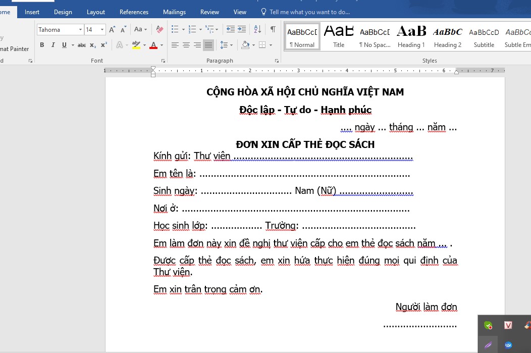 Triển khai nội dung cho đơn xin cấp thẻ đọc sách