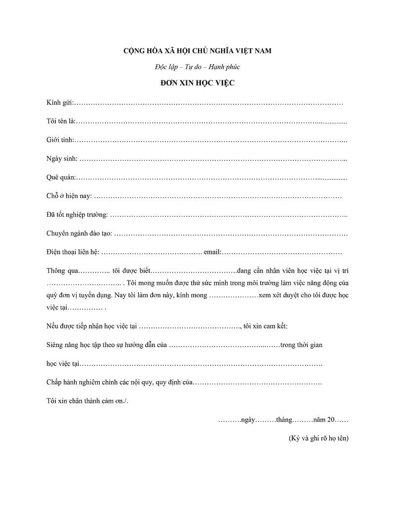 Mẫu đơn tham khảo