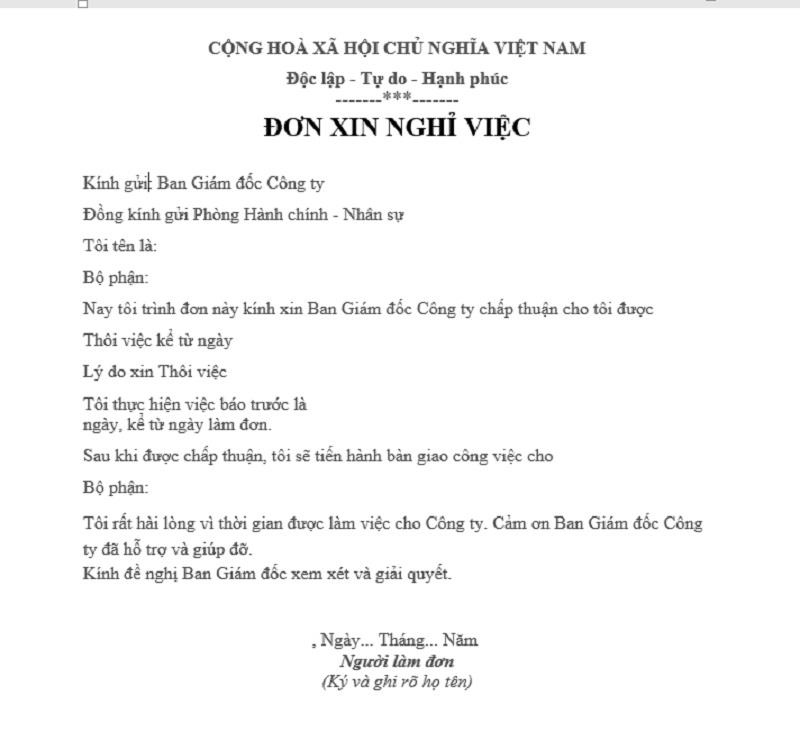 Viết lý do xin nghỉ việc tạm thời