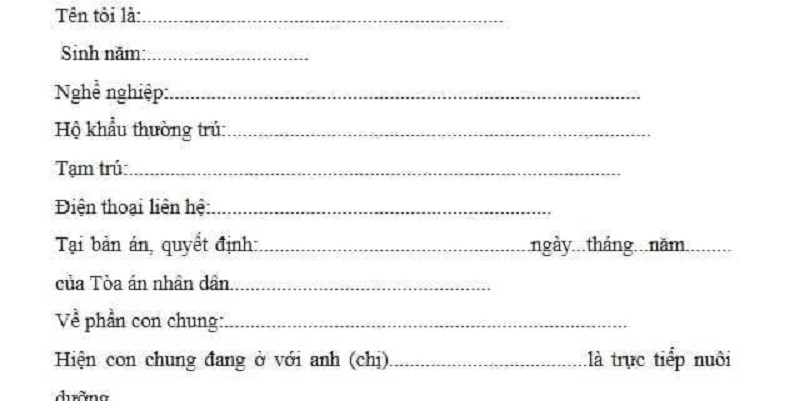 Cách viết đơn xin thay đổi quyền nuôi con sau ly hôn