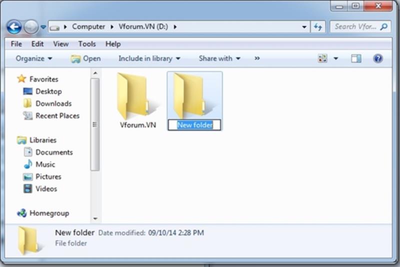 Cách tạo ra một folder