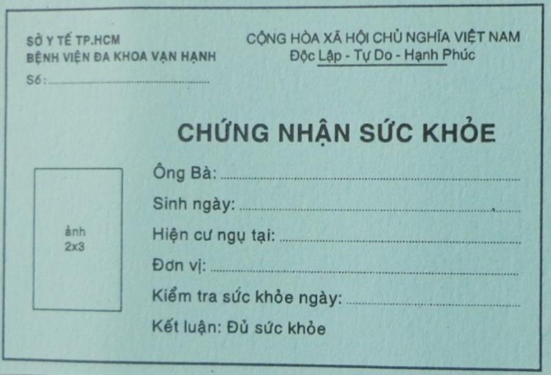 Giấy khám sức khỏe thẻ xanh