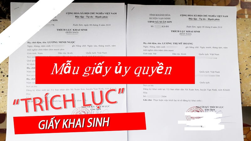 Mẫu giấy ủy quyền làm trích lục khai sinh