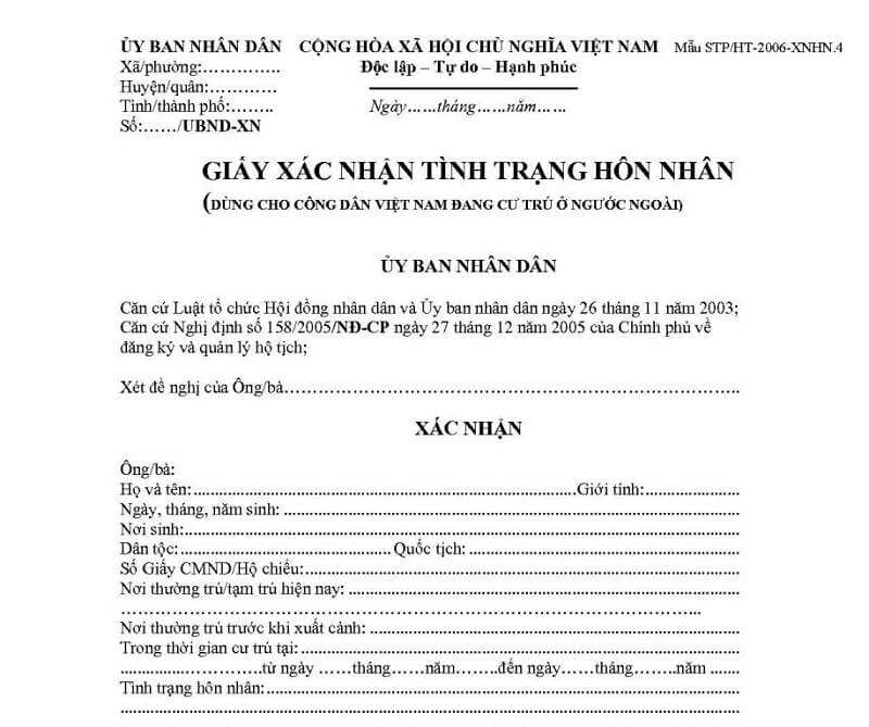 Cần chuẩn bị thêm giấy xác nhận tình trạng hôn nhân