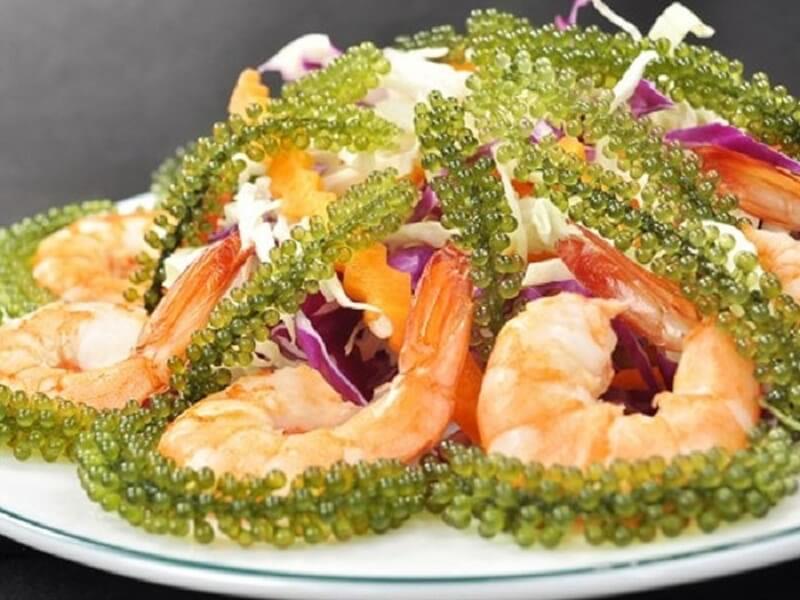 Gỏi tôm rong nho lạ miệng thơm ngon