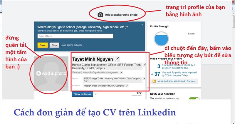Tạo mẫu CV xin việc làm hiệu quả tại Linkedin
