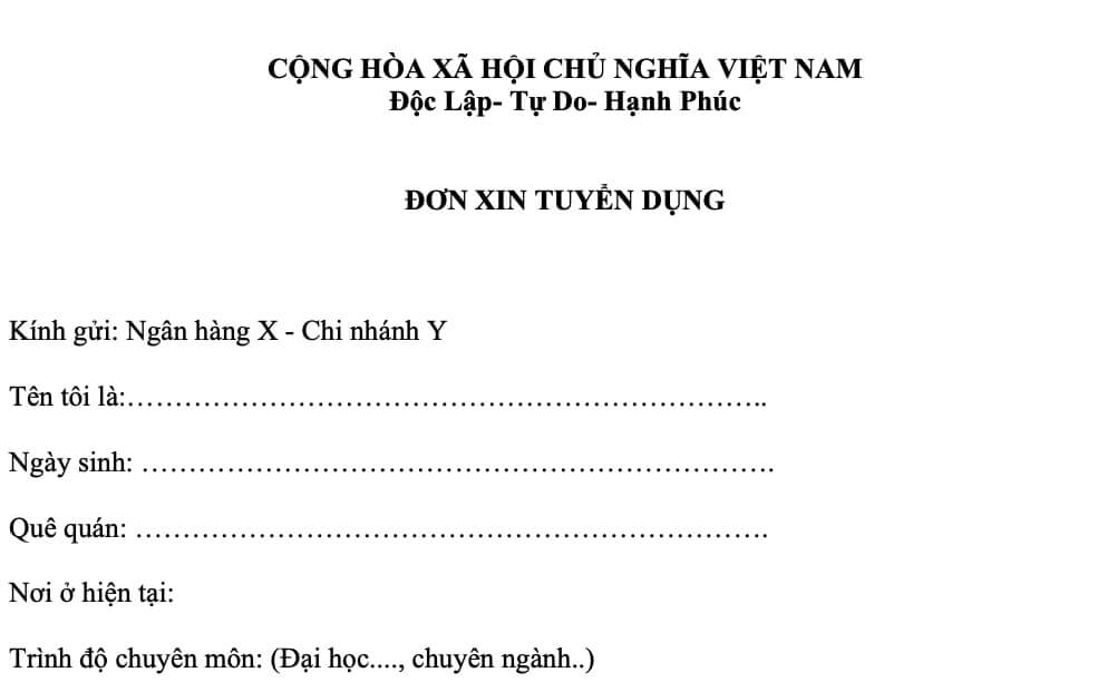 Hướng dẫn viết mở đơn xin việc ngân hàng