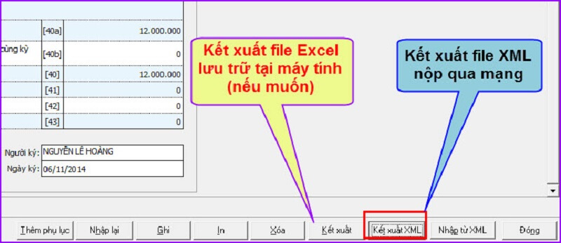 Kết xuất file XML Báo cáo kiểm toán
