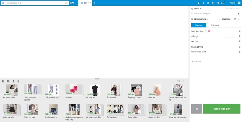 Giao diện phần mềm KiotViet