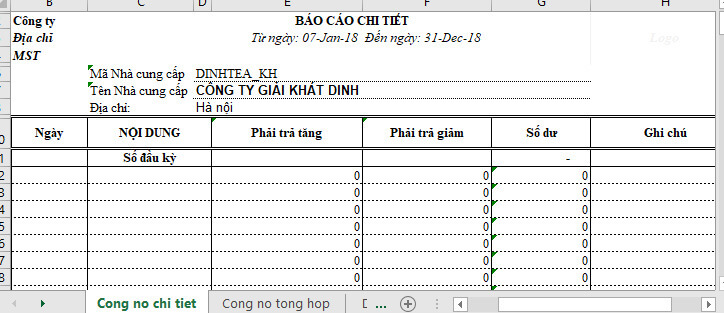 Thông tin về công nợ của khách hàng