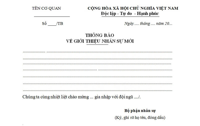 Lưu ý khi viết mẫu thư giới thiệu nhân sự mới