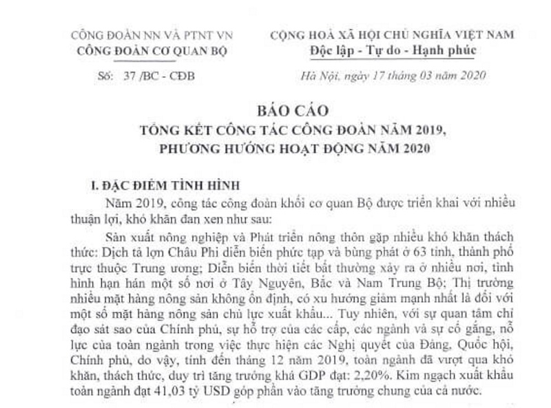 Thông tin về mẫu báo cáo công đoàn cơ sở mới nhất cho bạn