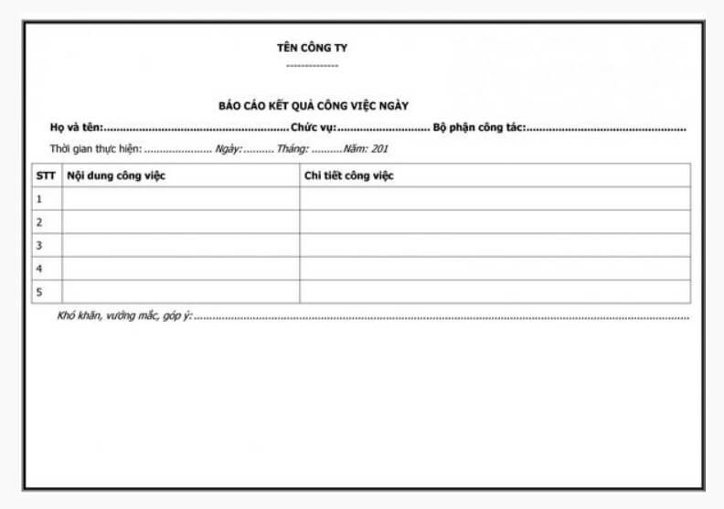 Gợi ý báo cáo kinh doanh có thể tham khảo