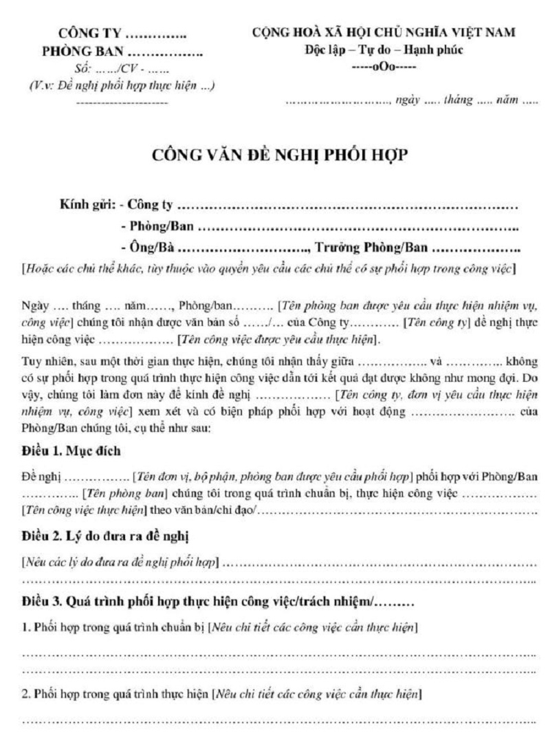 Yêu cầu về mặt nội dung công văn