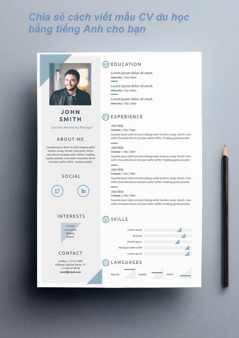 Các thông tin khác trong CV mẫu du học bằng tiếng Anh
