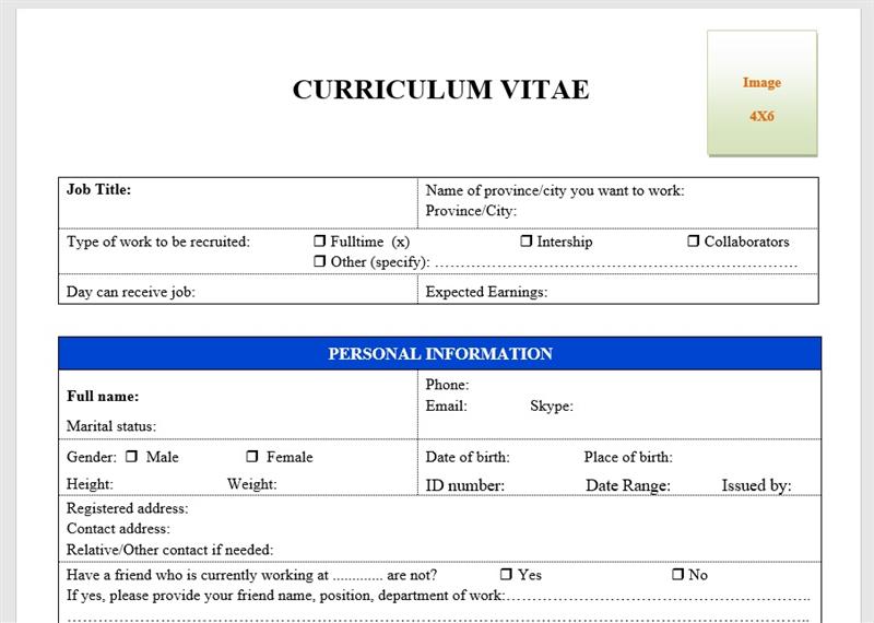 Phần đầu CV xin việc kỹ sư điện tiếng Anh