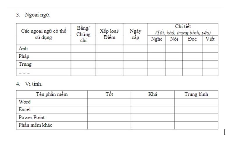 Viết phần Quá trình đào tạo trong dơn ứng tuyển