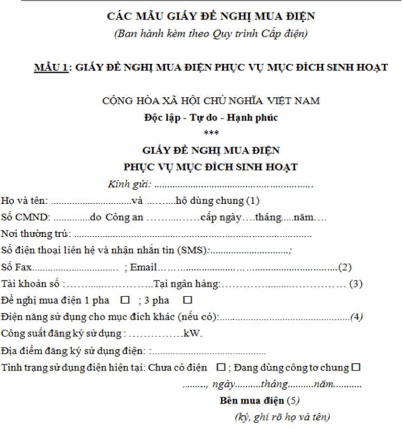 Chi tiết cách viết đơn xin cấp điện sản xuất