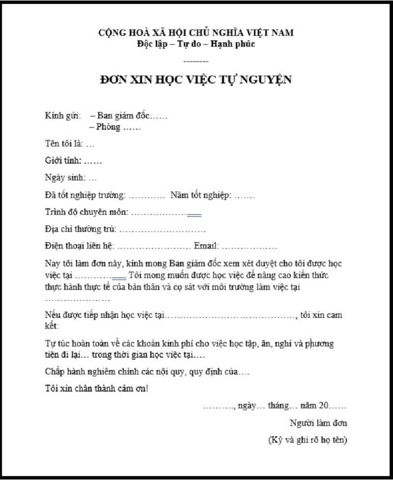 Cách viết đơn xin học việc tại văn phòng Luật