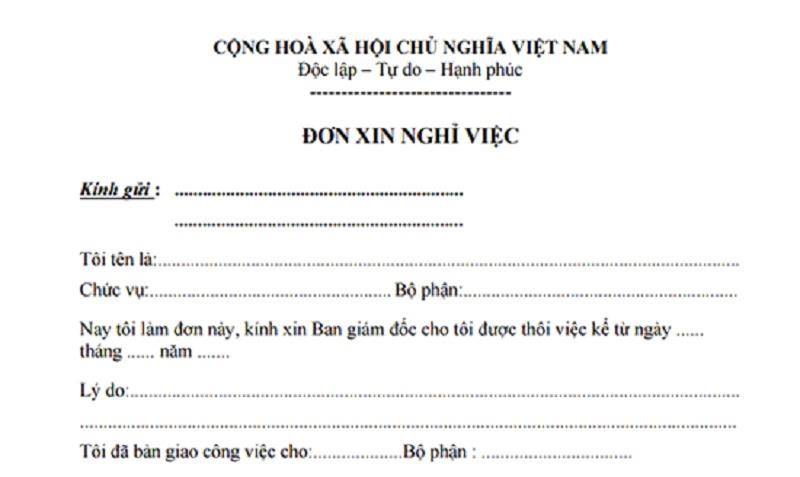 Viết phần đầu đơn xin nghỉ việc của cán bộ xã