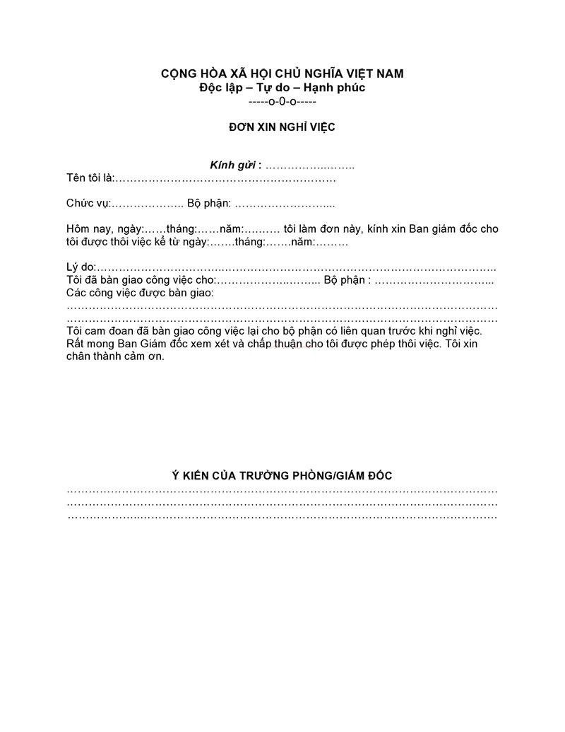 Hướng dẫn viết mẫu đơn xin nghỉ việc trong thời gian thử việc