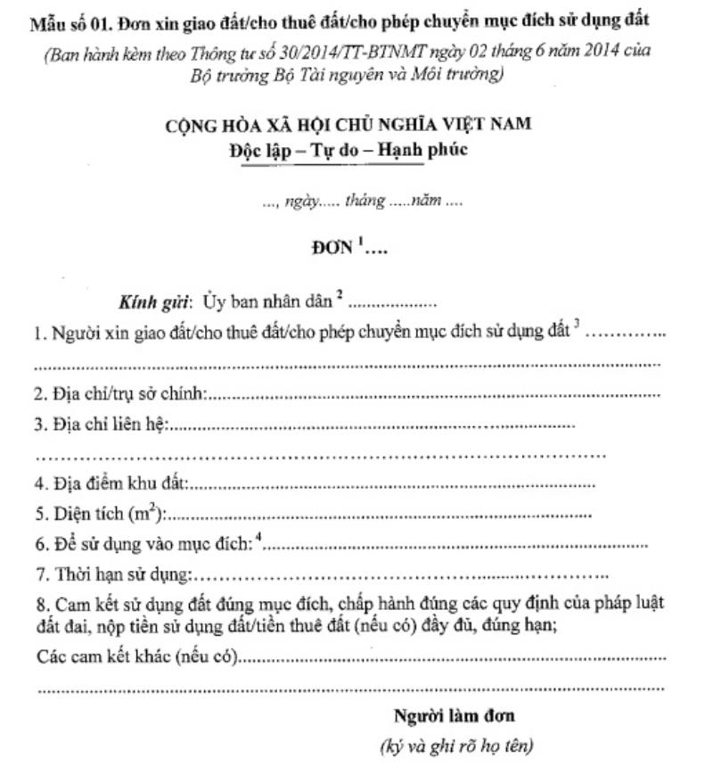Hướng dẫn viết mẫu đơn xin thuê đất chi tiết nhất