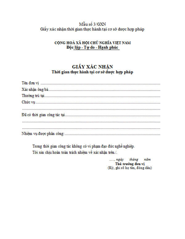 Những thông tin chính trong giấy xác nhận