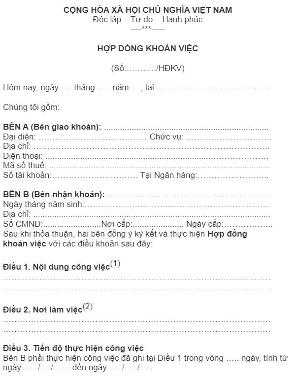 Thông tin về các điều khoản thực hiện